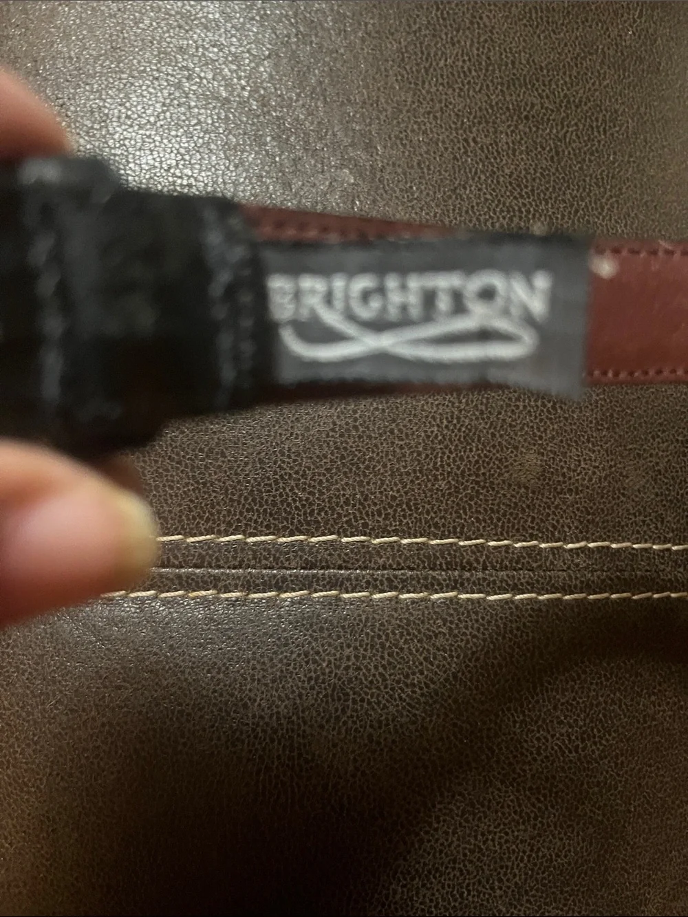 Brighton Black Croc-Embossed Leather Belt with Brass Oval Buckle